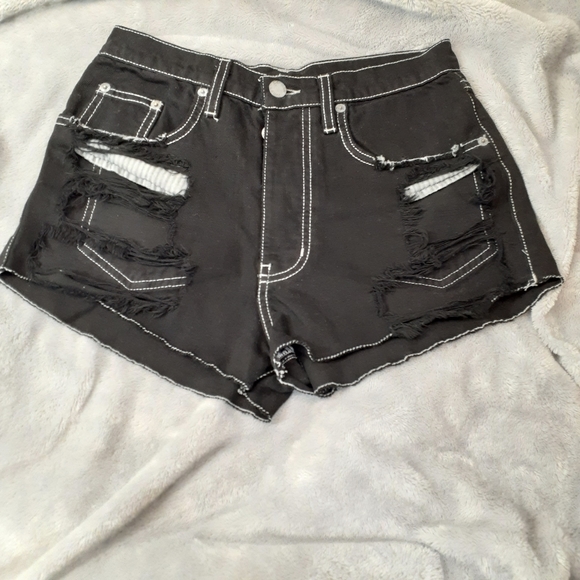 Carmar Pants - LF Carmar Black Distressed Hi Rise Jean Shorts 25 NWOT